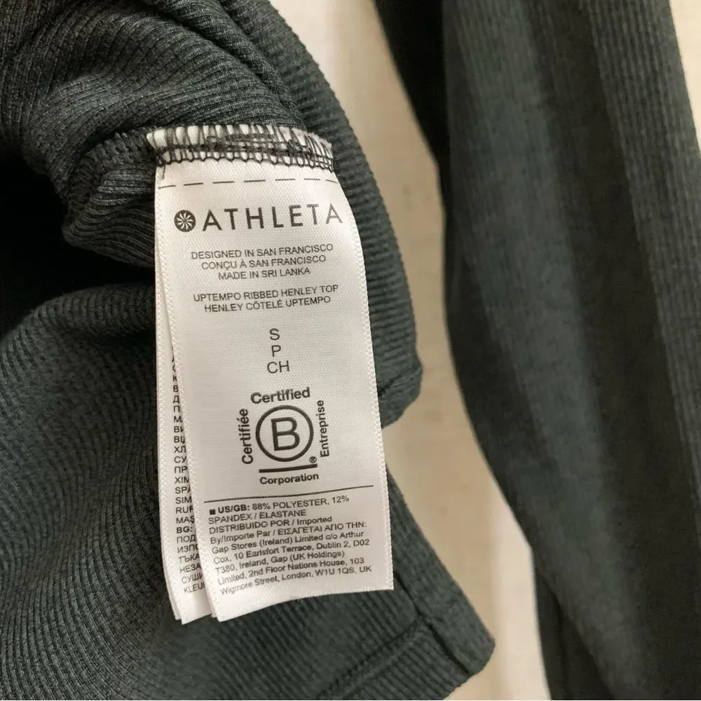 Athleta Ribbed UpTempo Henley Button Front V-Neck Longsleeve Small - Picture 6 of 6